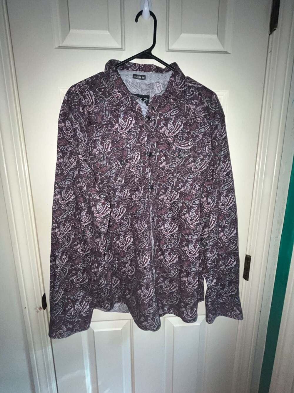 Moonshine Spirit by Brad Paisley Men's Regular Fit Purple Paisley Western Button